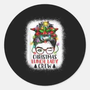 Pegatina Redonda Navidades Almuerzo Dama Crew Messy Bun Women Chris