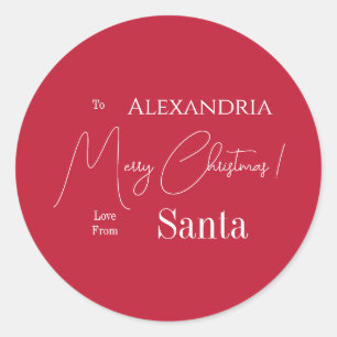 Pegatina Redonda Navidades Aman Desde Santa Roja Personalizado