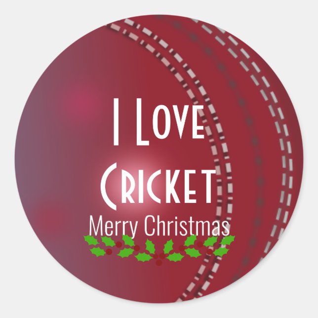 Pegatina Redonda Navidades, "Amo el Cricket" (Anverso)