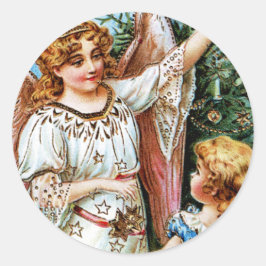 Pegatina Redonda Navidades Angel