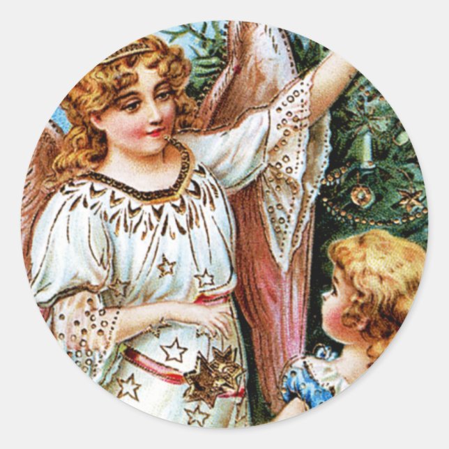 Pegatina Redonda Navidades Angel (Anverso)