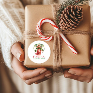 Pegatina Redonda Navidades Angel Merry Christmas Typography Classi