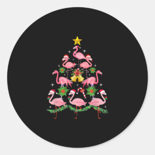 Pegatina Redonda Navidades - Árbol de Navidad de flamenco