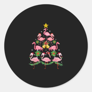 Pegatina Redonda Navidades - Árbol de Navidad de flamenco