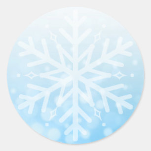 Pegatina Redonda Navidades Azules Snowflake