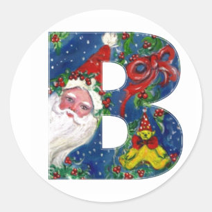 PEGATINA REDONDA NAVIDADES B CARTA / SANTA CLAUS CON RIBBÓN ROJO