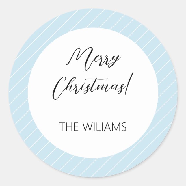 Pegatina Redonda Navidades Baby Blue Simple Geométrico Moderno (Anverso)
