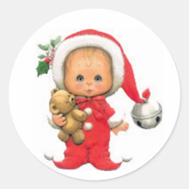 Pegatina Redonda Navidades Baby Elf Y Teddy