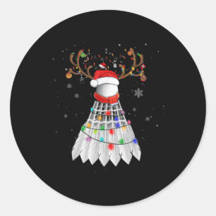 Pegatina Redonda Navidades Badminton Ball Santa Hat Cute Xmas Pajam