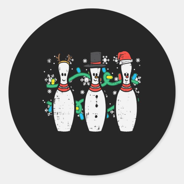 Pegatina Redonda Navidades bailando divertida bolera deportiva de N (Anverso)