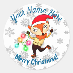 Pegatina Redonda Navidades bailando Personalizado Fox