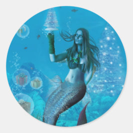 Pegatina Redonda Navidades bajo el mar (Pegatinas)