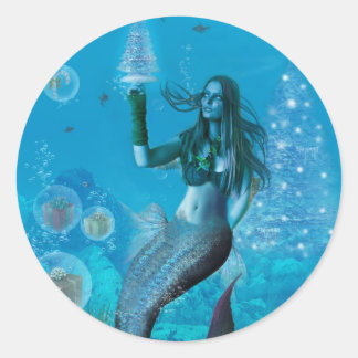 Pegatina Redonda Navidades bajo el mar (Pegatinas)