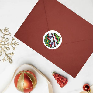 Pegatina Redonda Navidades Ball Ornament