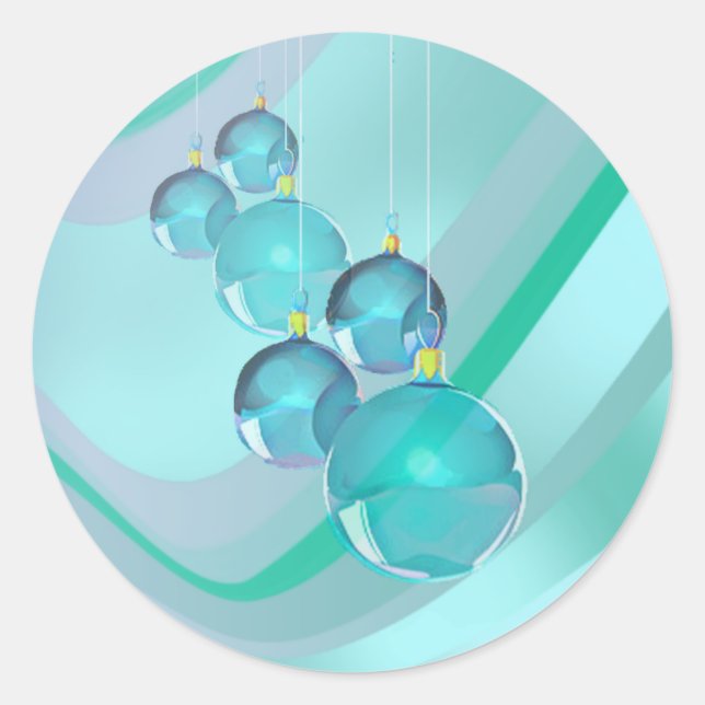 Pegatina Redonda NAVIDADES BALLS & RIBBON de SHARON SHARPE (Anverso)