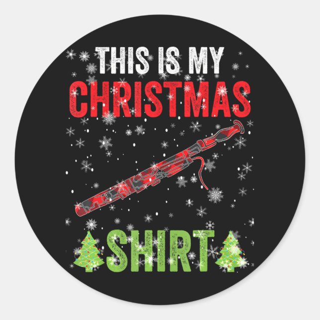 Pegatina Redonda Navidades Bassoon Player Ornaments Tree 2022 (Anverso)