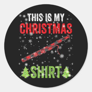 Pegatina Redonda Navidades Bassoon Player Ornaments Tree 2022