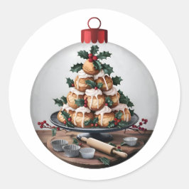 Pegatina Redonda Navidades Bauble Profiteroles Baker