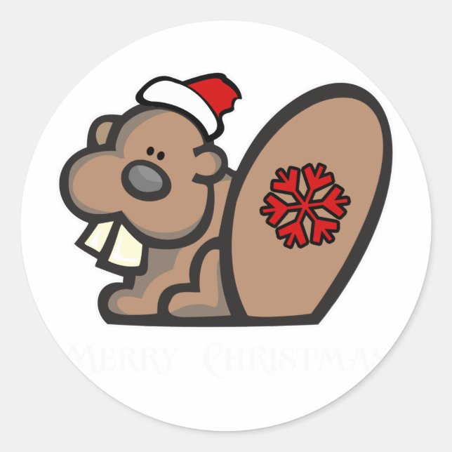 Pegatina Redonda Navidades Beaver (Anverso)