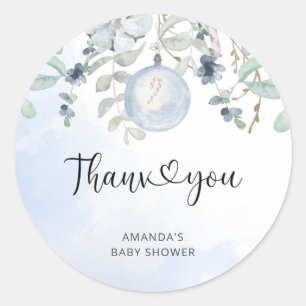 Pegatina Redonda Navidades Bebé hace frío afuera