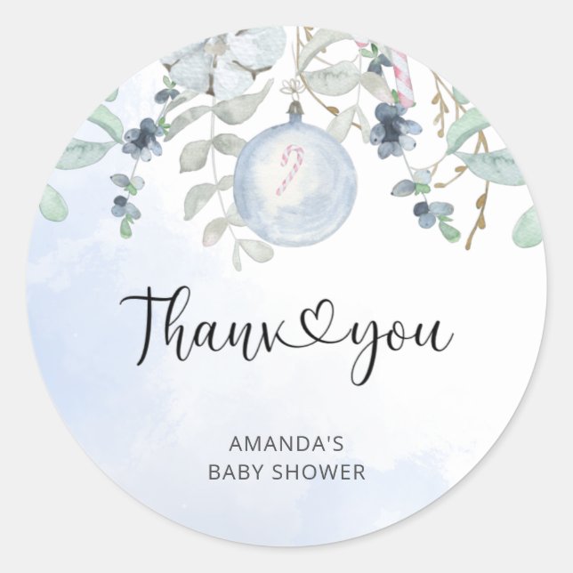 Pegatina Redonda Navidades Bebé hace frío afuera (Anverso)