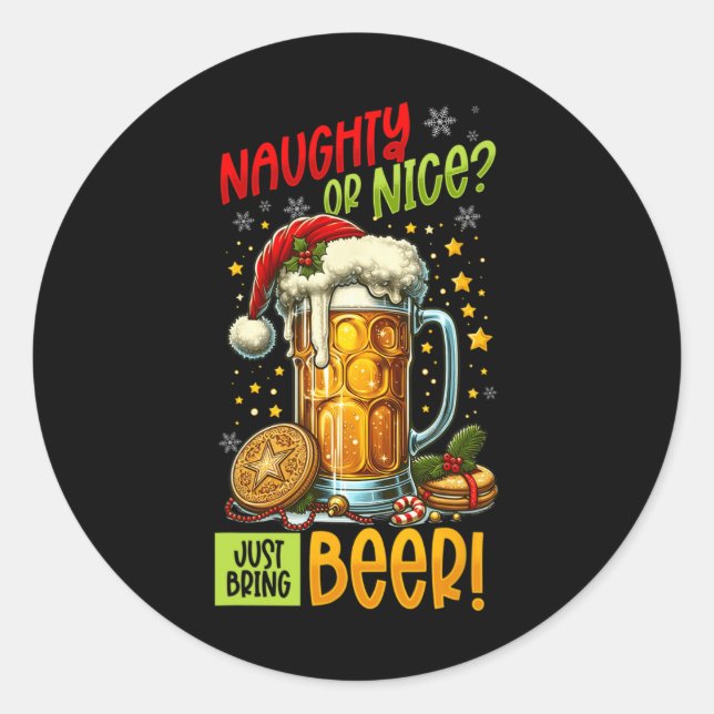 Pegatina Redonda Navidades Beer Lover (Anverso)