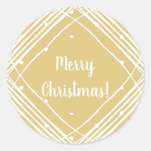 Pegatina Redonda Navidades Beige Merry Christmas
