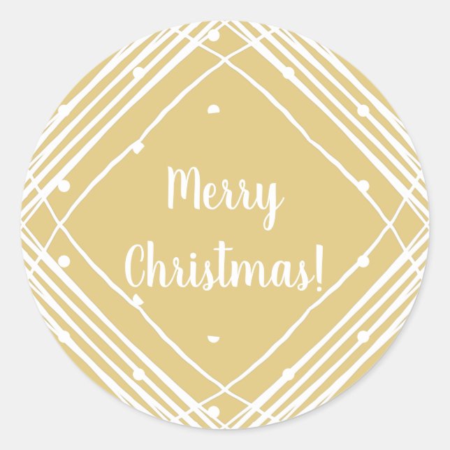 Pegatina Redonda Navidades Beige Merry Christmas (Anverso)