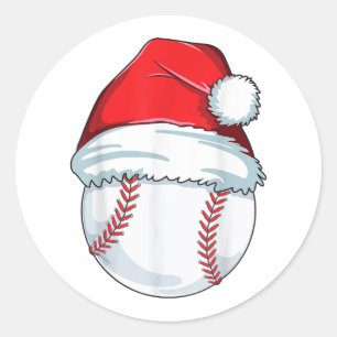 Pegatina Redonda Navidades Béisbol Santa Hat Ball Niños Hombres
