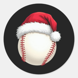 Pegatina Redonda Navidades Béisbol Santa Hat Divertidas navidades d