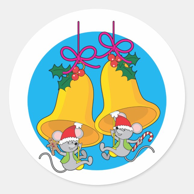 Pegatina Redonda Navidades Bell Mice (Anverso)