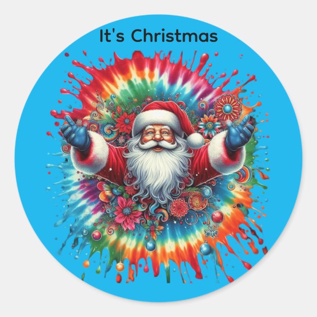 Pegatina Redonda Navidades Bella Santa Claus (Anverso)