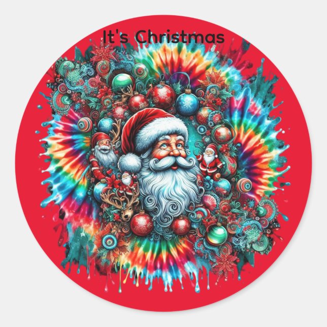 Pegatina Redonda Navidades Bella Santa Claus2 (Anverso)