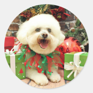 Pegatina Redonda Navidades - Bichon Frise - Mori