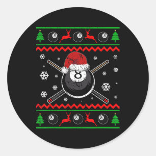 Pegatina Redonda Navidades Billiard Snooker Pool Sport Funny Gift