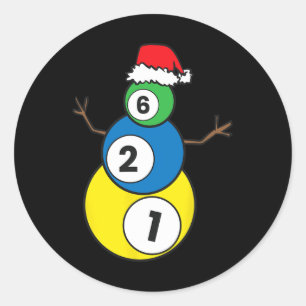 Pegatina Redonda Navidades Billiards Snowman Kids Christmas Present