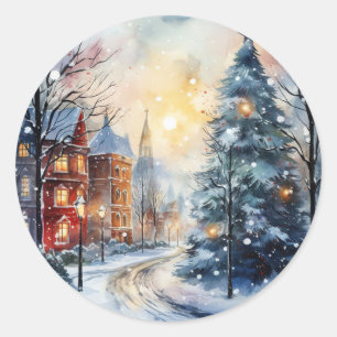 Pegatina Redonda Navidades blancos de Winderland