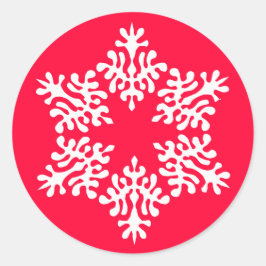 Pegatina Redonda Navidades blancos escandinavos Snowflake