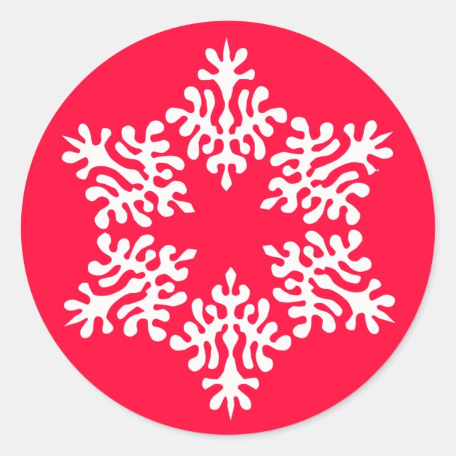 Pegatina Redonda Navidades blancos escandinavos Snowflake (Anverso)