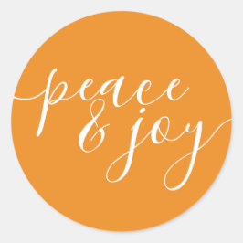 Pegatina Redonda Navidades Blancos Naranjas De Paz Moderna Y Alegrí