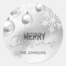 Navidades blancos plateados con nieve Nieve Bauble