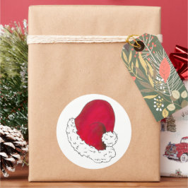 Pegatina Redonda Navidades blancos rojos Papá Noel Gorra de Navidad