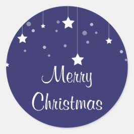 Pegatina Redonda Navidades blancos y azules modernos