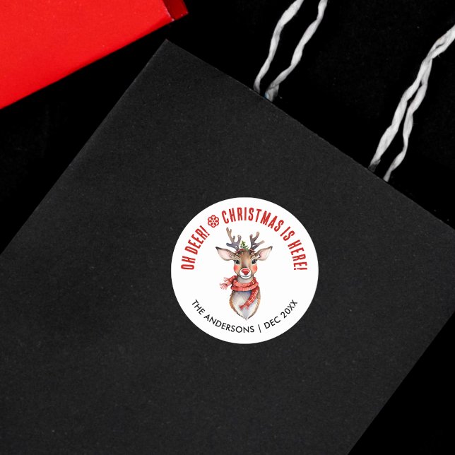 Pegatina Redonda Navidades Blancos Y Rojos Cuidados Ringos Rudolph (Subido por el creador)