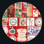 Pegatina Redonda Navidades bloquean cuadrados de Ilustracion<br><div class="desc">Vintage Christmas Estos grandes ilustraciones vintage son rojos,  verdes y cristianos! Este ilustracion se basa en un calendario anticuado de Navidades para celebrar la temporada de Navidades.</div>