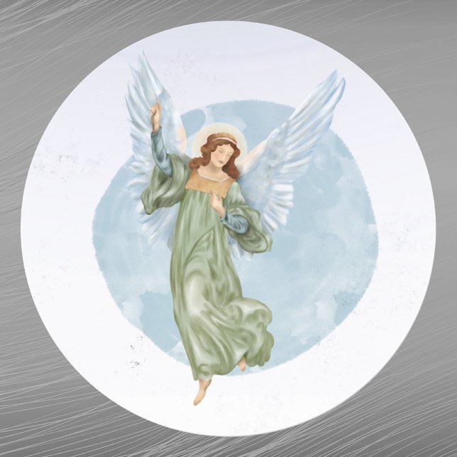 Pegatina Redonda Navidades Blue Angel Watercolor (Subido por el creador)