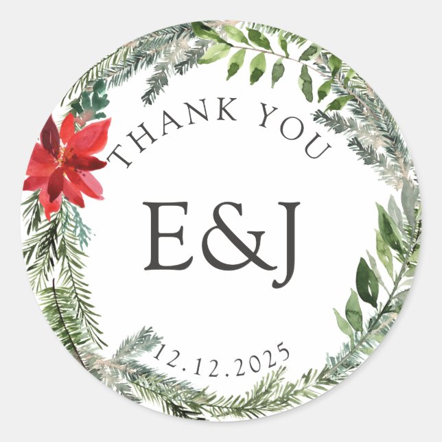 Pegatina Redonda Navidades Boda de temporada suplente (Anverso)