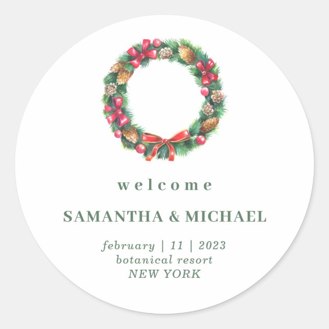 Pegatina Redonda Navidades Boda Forest otoño Winter (Anverso)