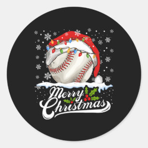 Pegatina Redonda Navidades Bola de Béisbol Santa Hat Xmas Niños Hom