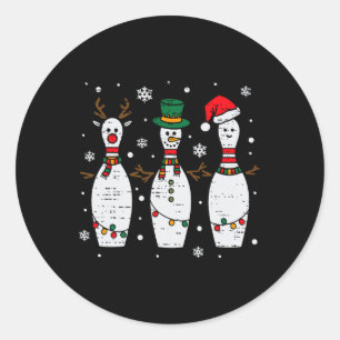 Pegatina Redonda Navidades Bowling Gorra Santa Bowler Noche Hombres